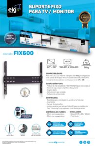 Suporte Fixo Ultra slim para Tv 32 a 86  Fix600 (ELG)